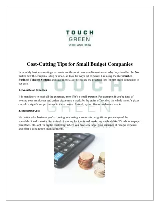 Cost-Cutting Tips for Small Budget Companies