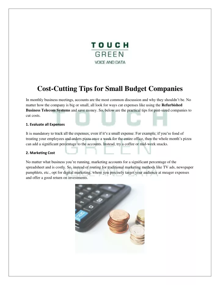 cost cutting tips for small budget companies