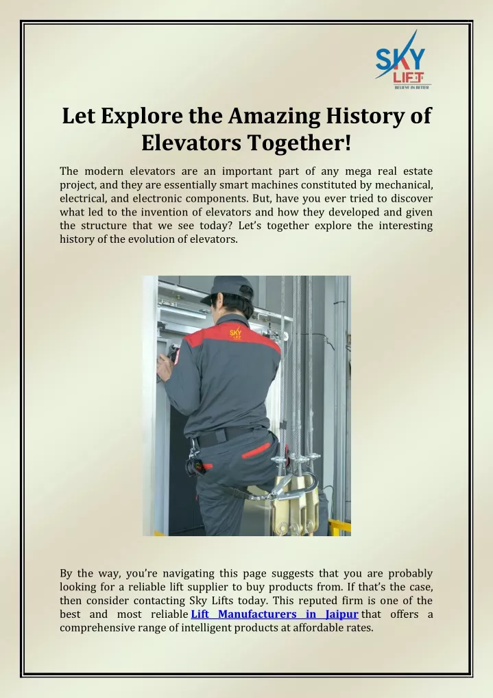 let explore the amazing history of elevators