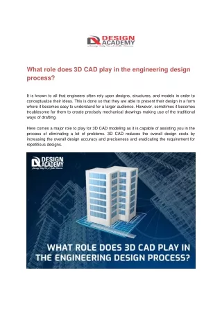 what role does 3d cad play in the engineering