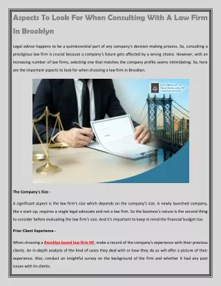aspects to look for when consulting with