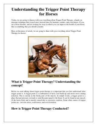 Understanding the Trigger Point Therapy for Horses