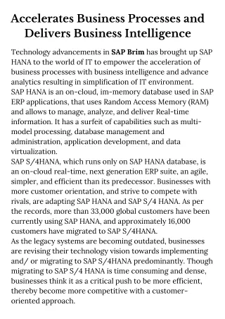 accelerates business processes and delivers