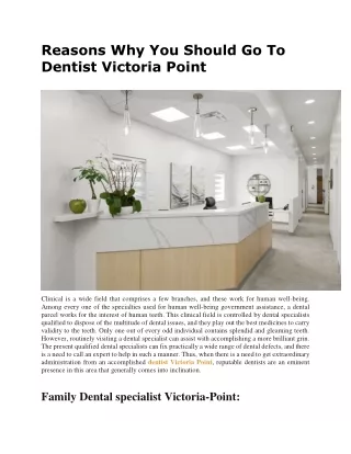 Reasons Why You Should Go To Dentist Victoria Point