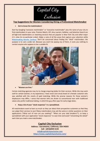 Top Suggestions for Women Considering Hiring a Professional Matchmaker