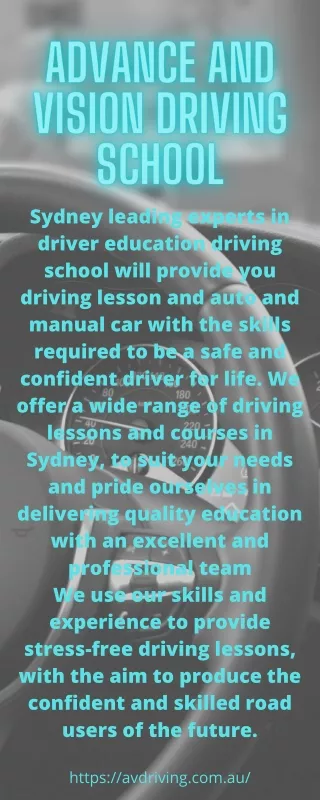 Advance and vision driving instructor Matraville, NSW, Australia
