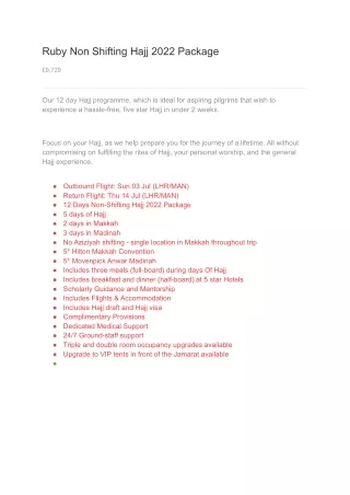ruby non shifting hajj 2022 package