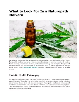 What to Look For In a Naturopath Malvern
