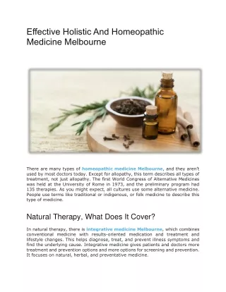 Effective Holistic And Homeopathic Medicine Melbourne