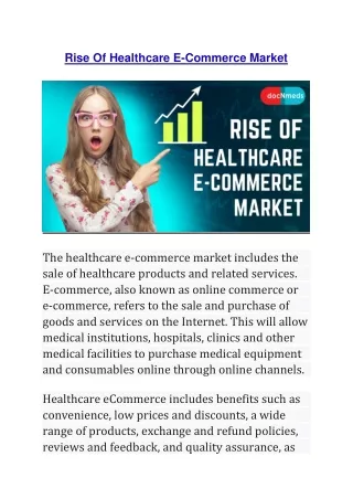 Rise Of Healthcare E-commerce