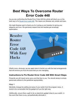 Best Ways To Overcome Router Error Code 448