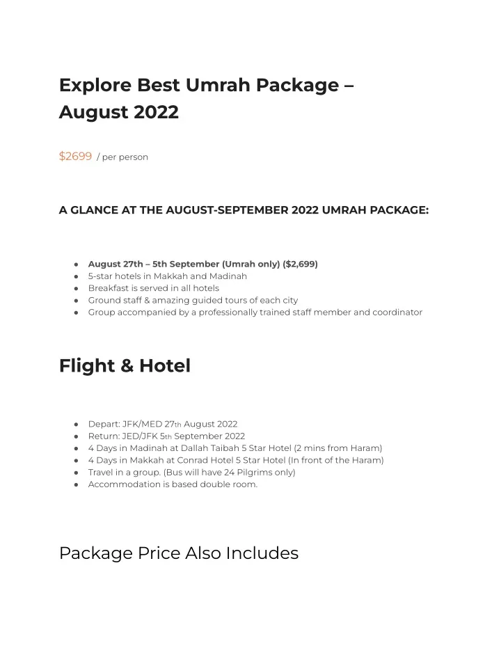 explore best umrah package august 2022