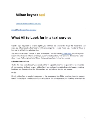 What All to Look for in a taxi service
