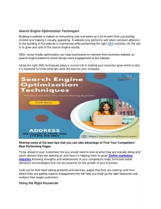 search engine optimization techniques