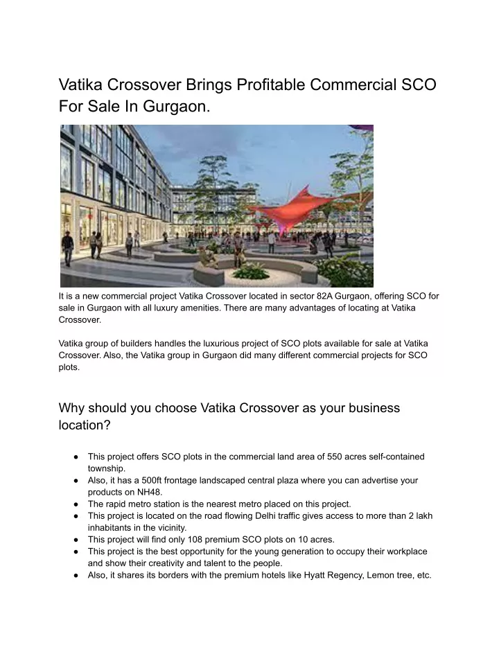 vatika crossover brings profitable commercial