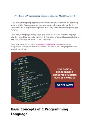 five basic c programming concepts students must