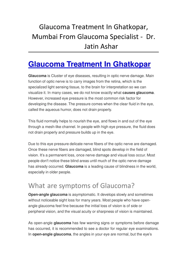 glaucoma treatment in ghatkopar mumbai from glaucoma specialist dr jatin ashar