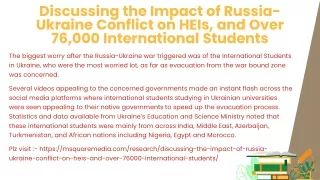Discussing the Impact of Russia-Ukraine Conflict on HEIs, and Over 76,000 Intern