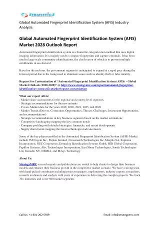 Global Automated Fingerprint Identification System (AFIS) Market Research Report
