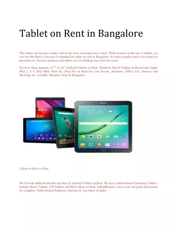 tablet on rent in bangalore the tablets