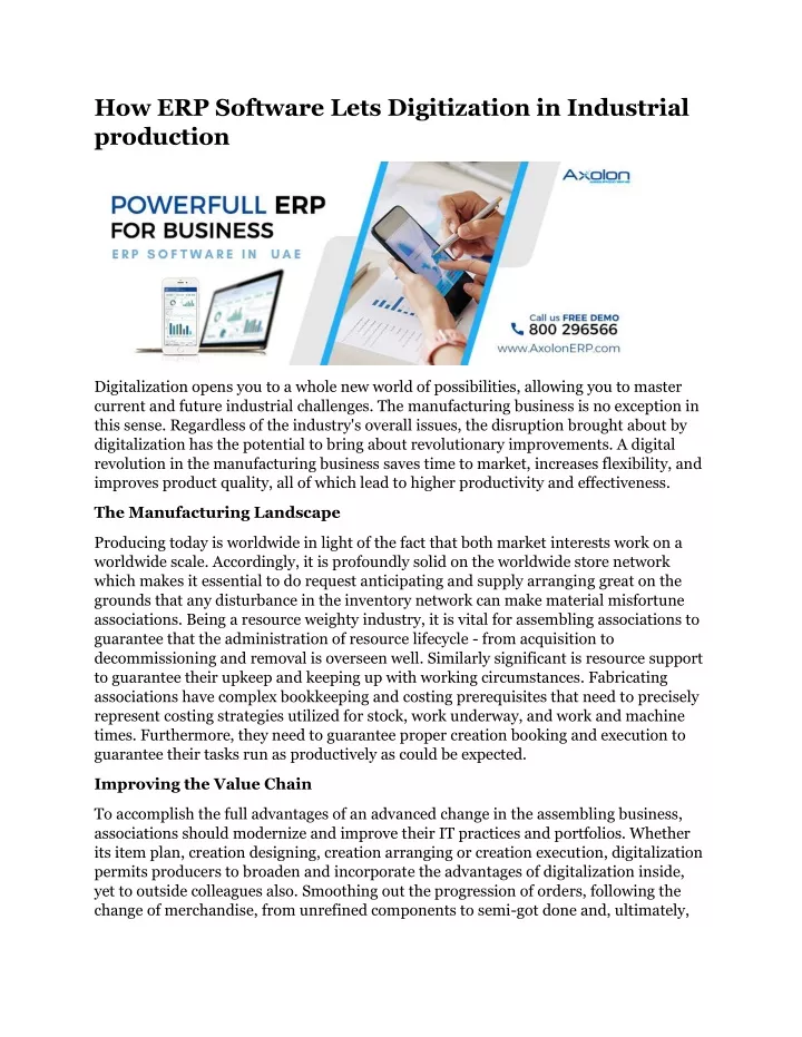 how erp software lets digitization in industrial