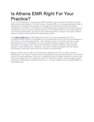 is athena emr right for your practice