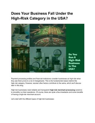 Does Your Business Fall Under the High-Risk Category in the USA