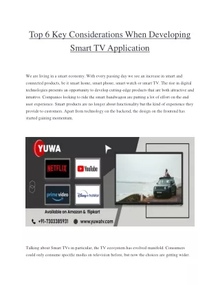 Top 6 Key Considerations When Developing Smart TV Application