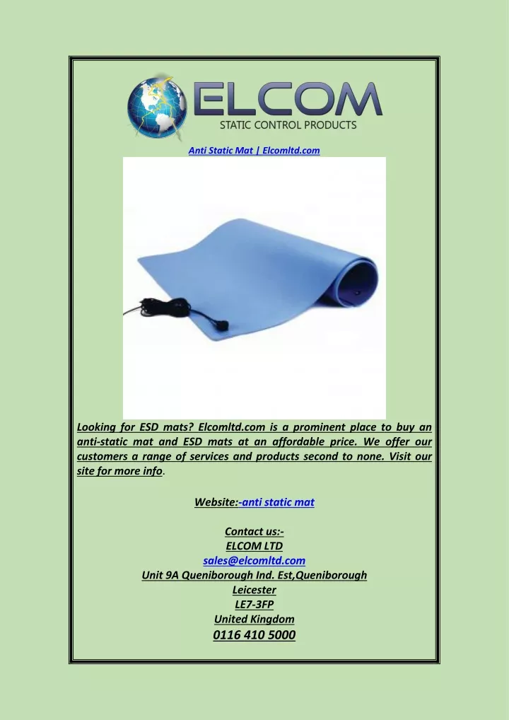 anti static mat elcomltd com