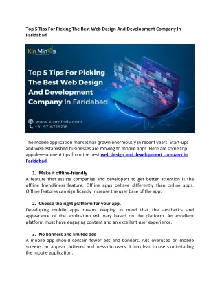 Top 5 Tips For Picking The Best Web Design And Development Company In Faridabad