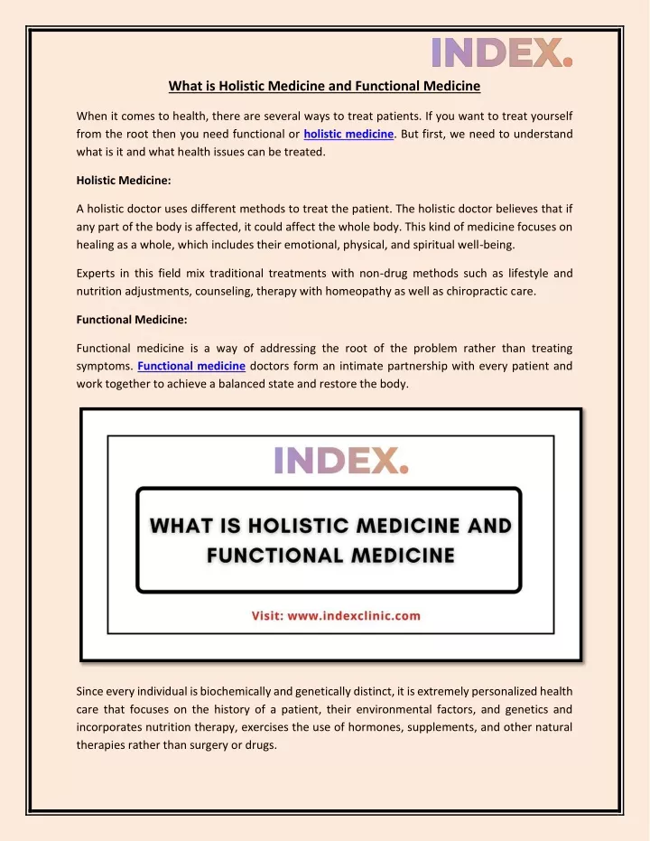 what is holistic medicine and functional medicine
