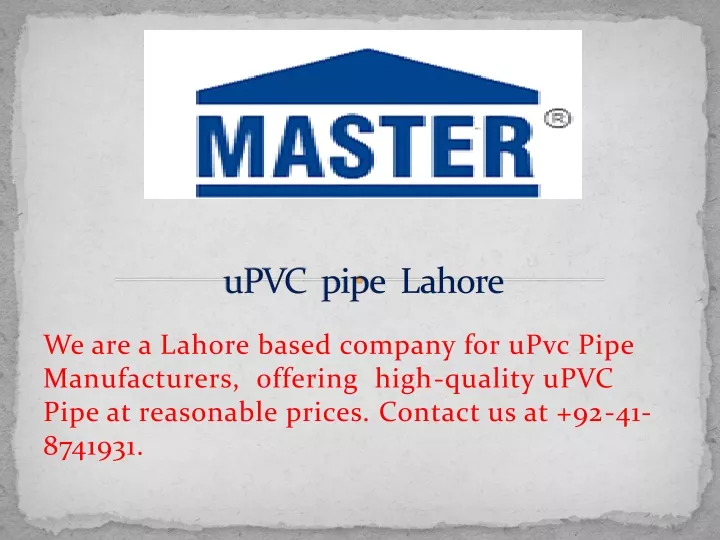 upvc pipe lahore