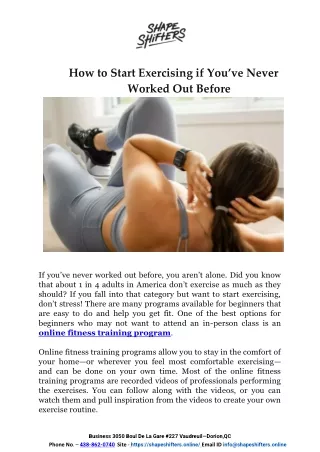 How to Start Exercising if You’ve Never Worked Out Before- April 2022- PDF- Shapeshifters