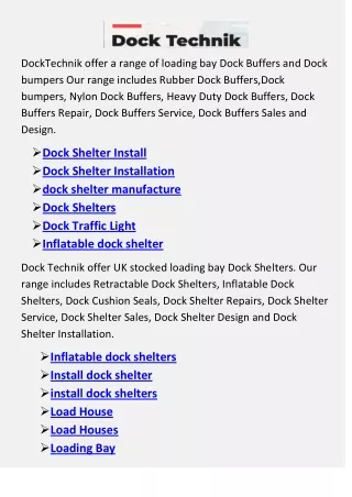 docktechnik offer a range of loading bay dock