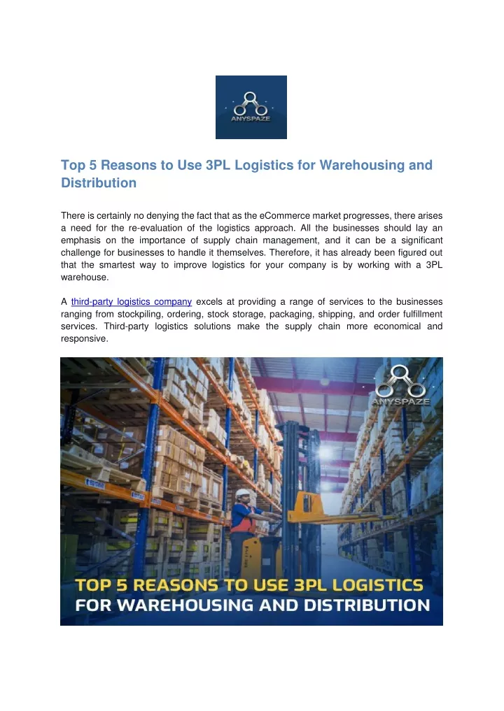 Ppt Top 5 Reasons To Use 3pl Logistics For Warehousing And Distribution Powerpoint