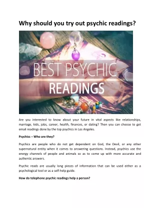 Why should you try out psychic readings
