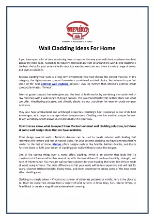 wall cladding ideas for home