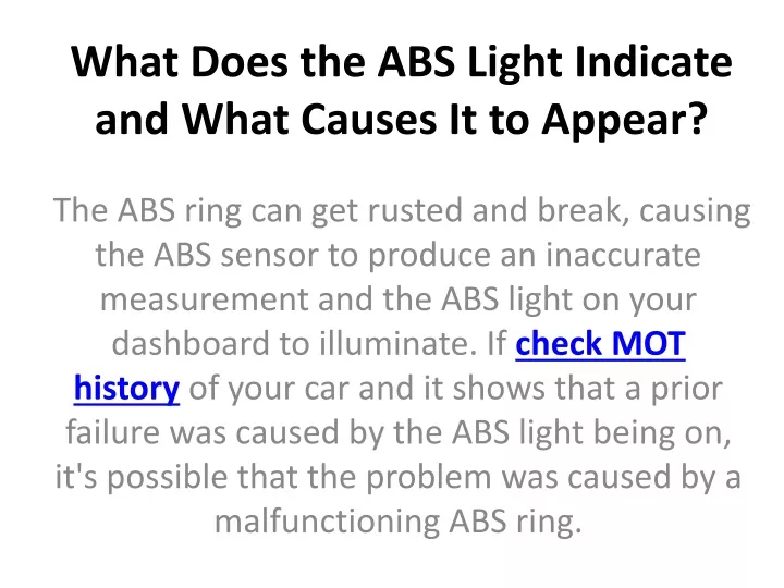 what does the abs light indicate and what causes it to appear