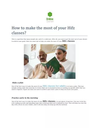 How to make the most of your Hifz classes