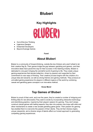 Casino Game Provider - Bluberi
