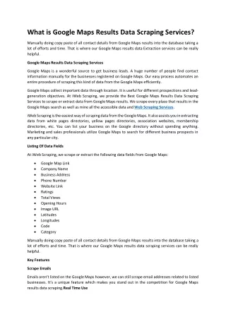 what is google maps results data scraping services