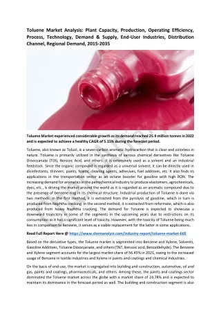 toluene market analysis plant capacity production