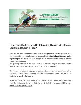 how sports startups have contributed to creating