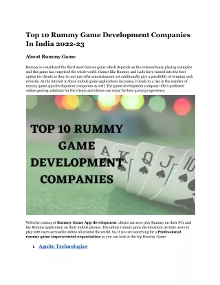 Top 10 Rummy Game Development Companies In India 2022-23