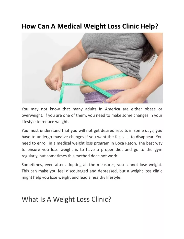 how can a medical weight loss clinic help