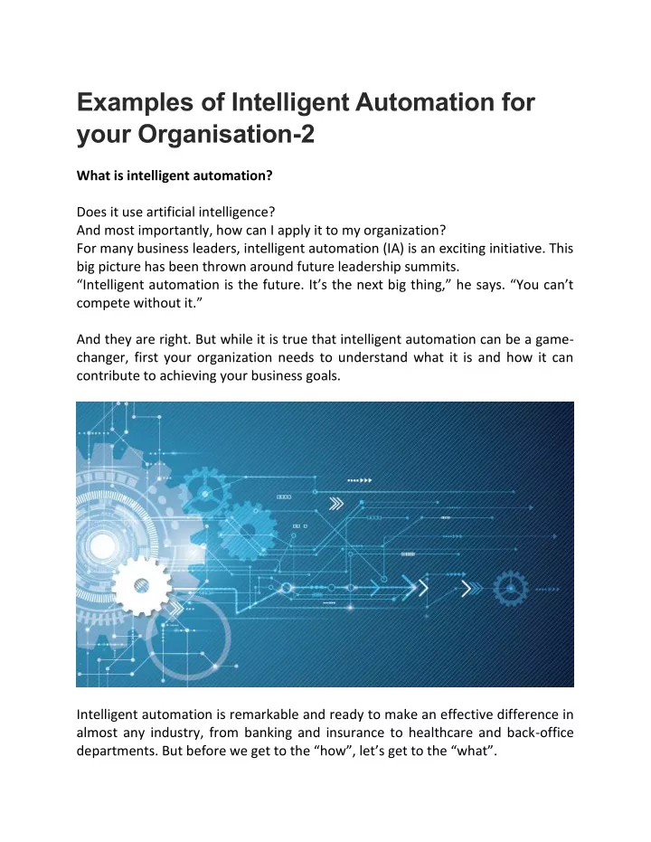 examples of intelligent automation for your