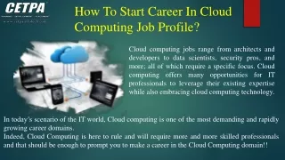 How To Start Career in Cloud Computing Job Profile