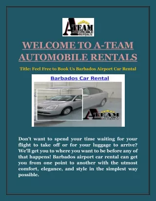 Feel Free to Book Us Barbados Airport Car Rental