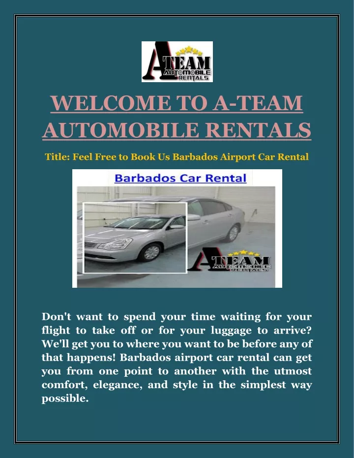 welcome to a team automobile rentals