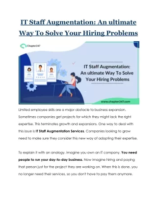 IT Staff Augmentation_ An ultimate Way To Solve Your Hiring Problems